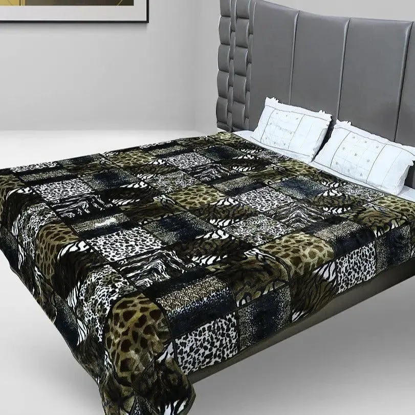 Rian Animal Print Green Double Mink Blanket