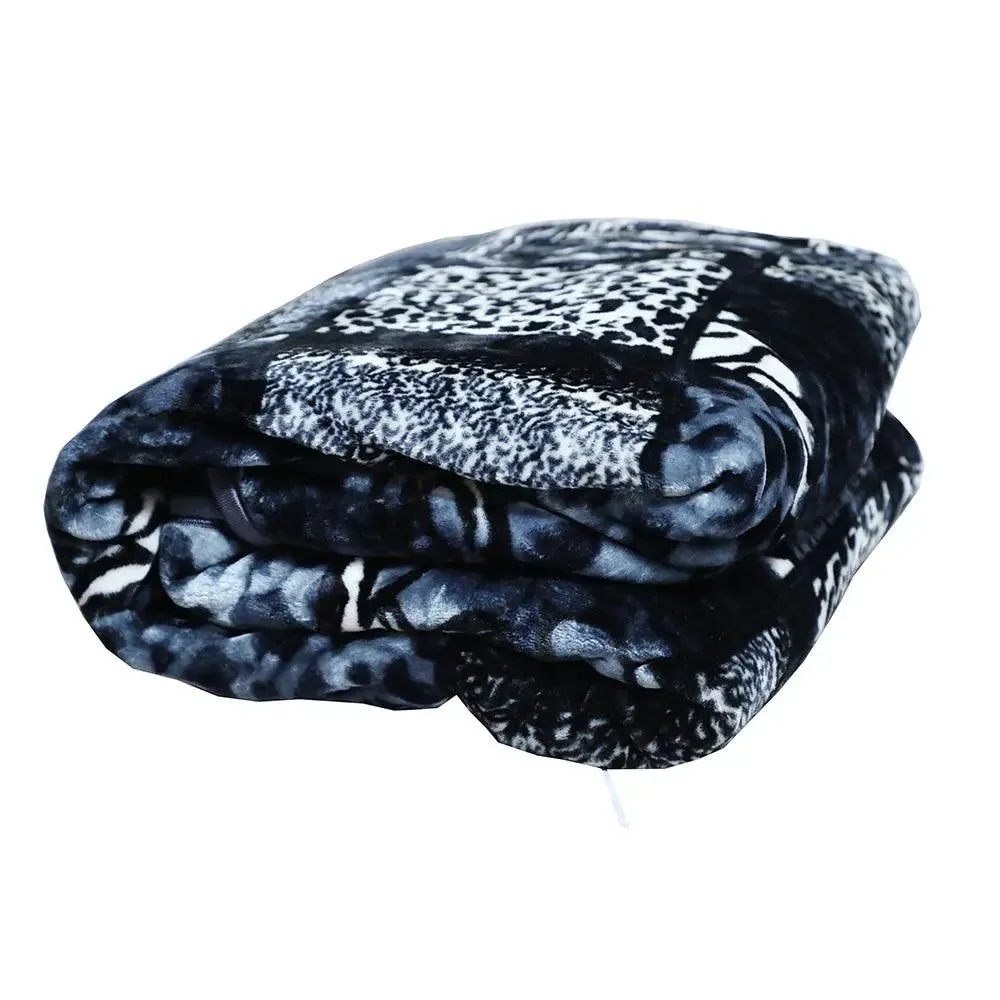 Rian Animal Print Grey Double Mink Blanket