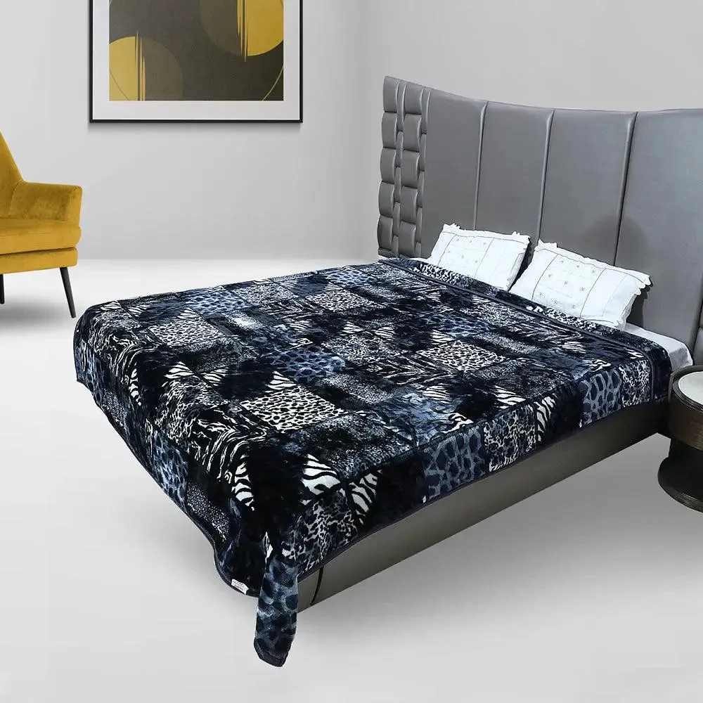 Rian Animal Print Grey Double Mink Blanket