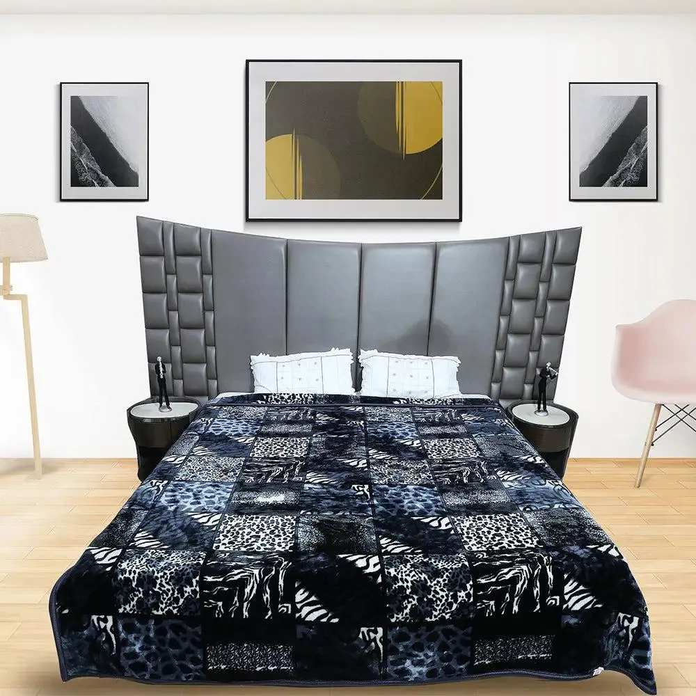 Rian Animal Print Light Grey Double Mink Blanket