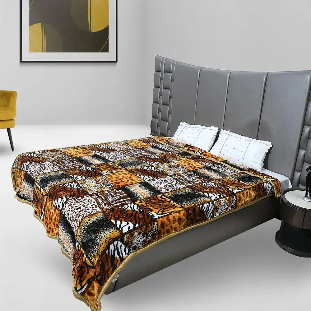 Rian Animal Print Rust Double Mink Blanket