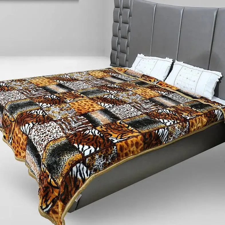 Rian Animal Print Rust Double Mink Blanket