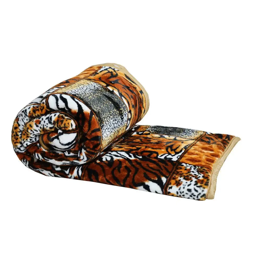 Rian Animal Print Rust Double Mink Winter Blanket