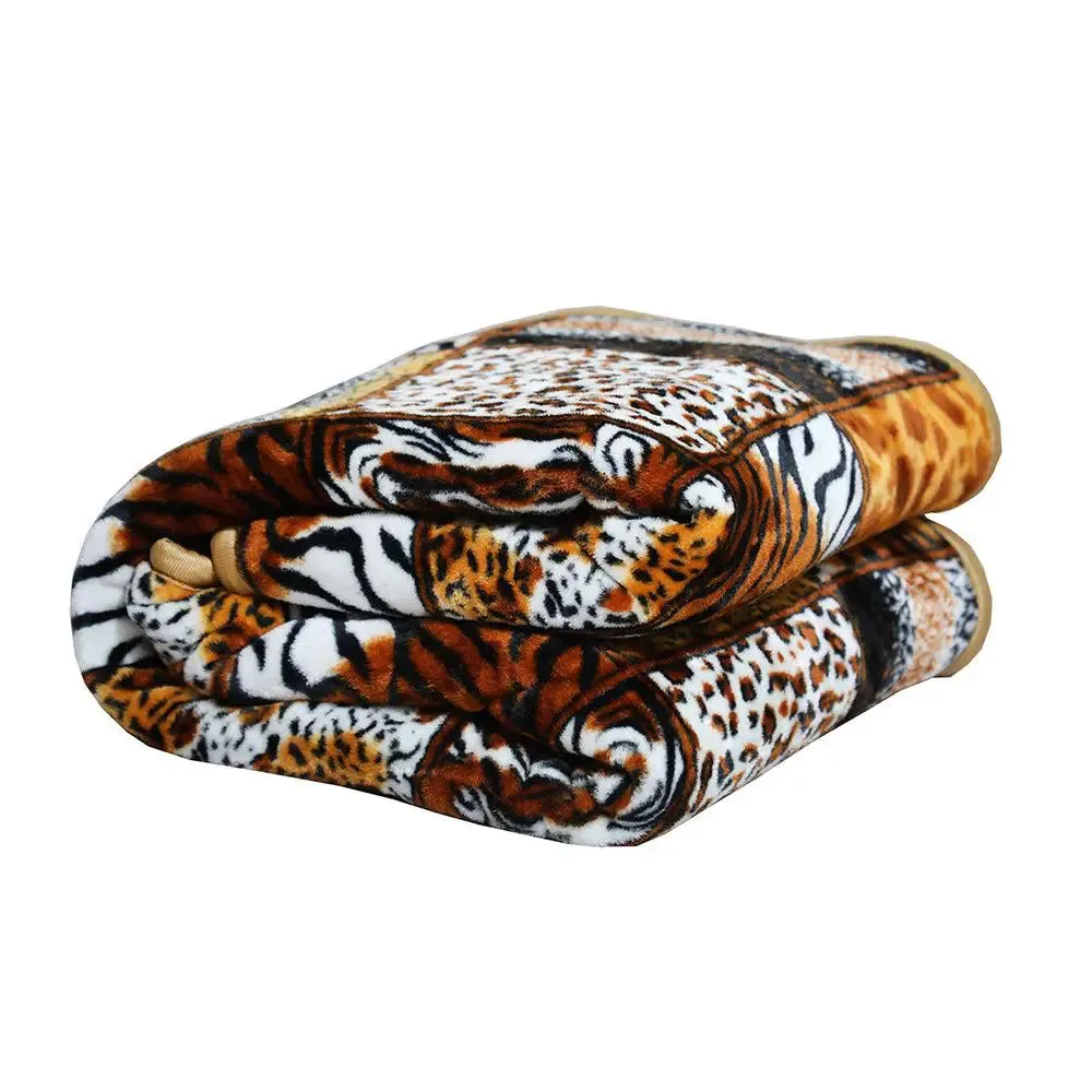 Rian Animal Print Rust Double Mink Winter Blanket