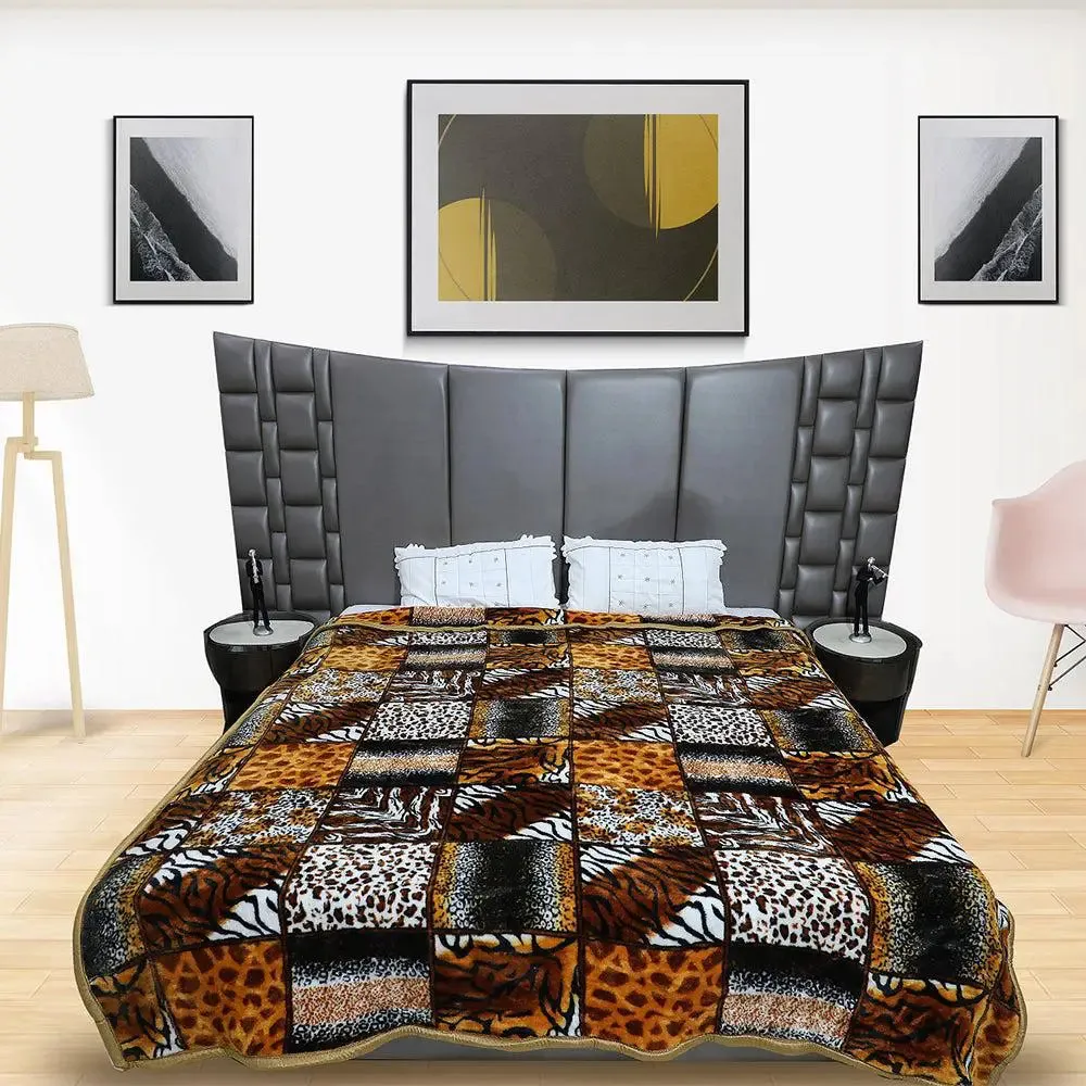 Rian Animal Print Rust Double Mink Winter Blanket