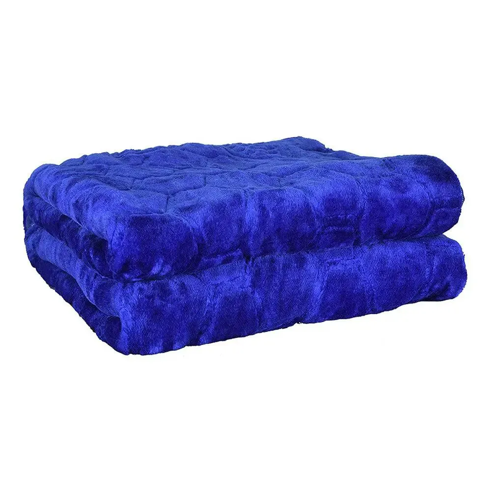 Rian Blue Floral Designer Double Mink Blanket