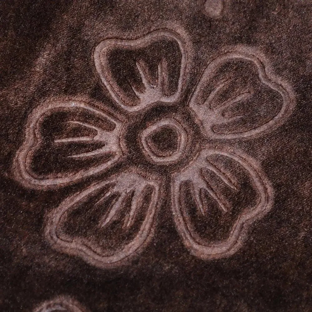 Rian Chocolate Floral Designer Double Mink Blanket