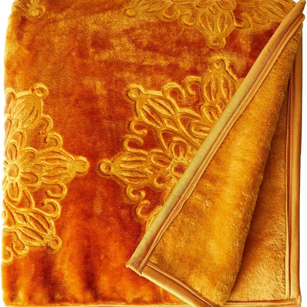 Rian Golden Floral Designer Double Mink Blanket