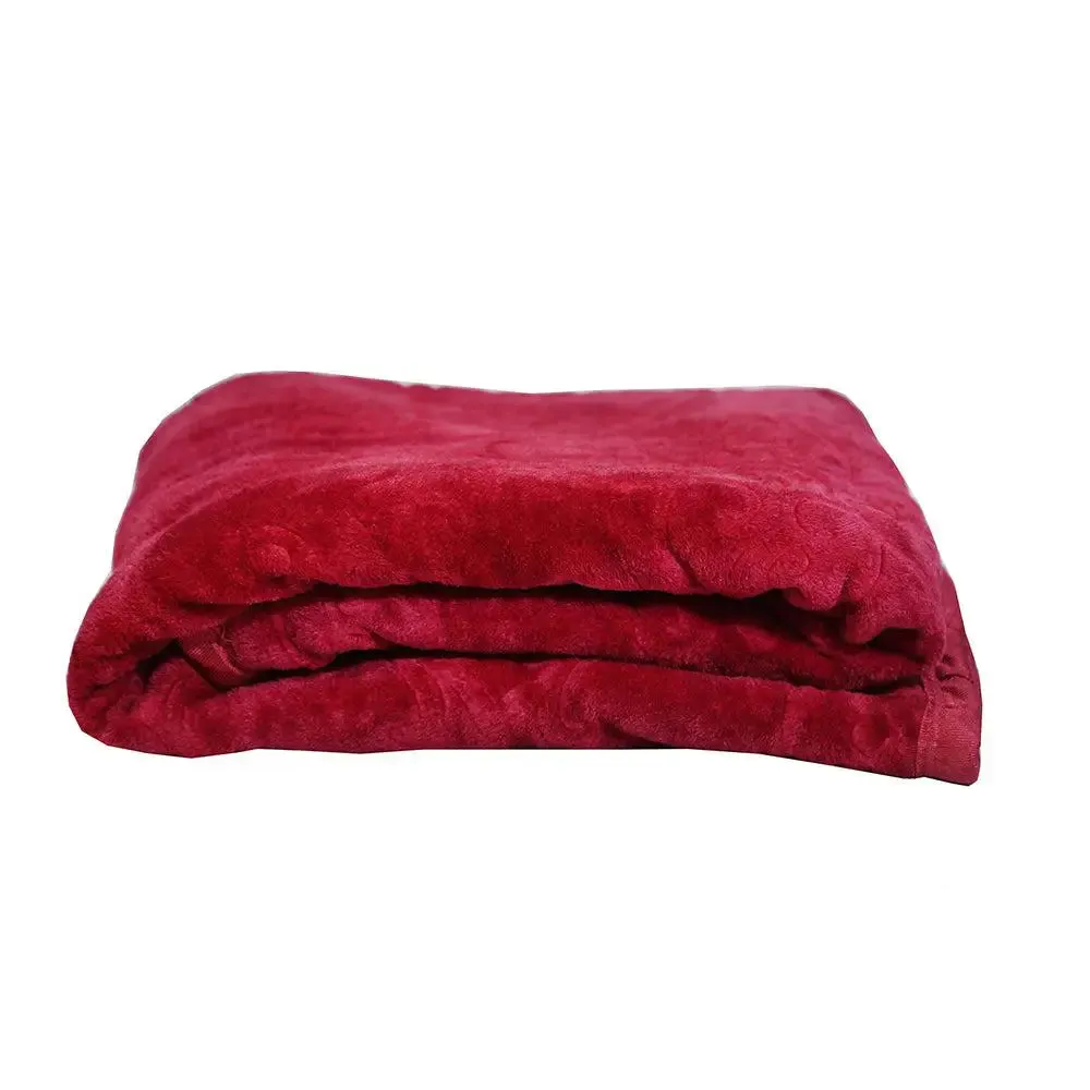 Rian Maroon Floral Designer Single Mink Blanket