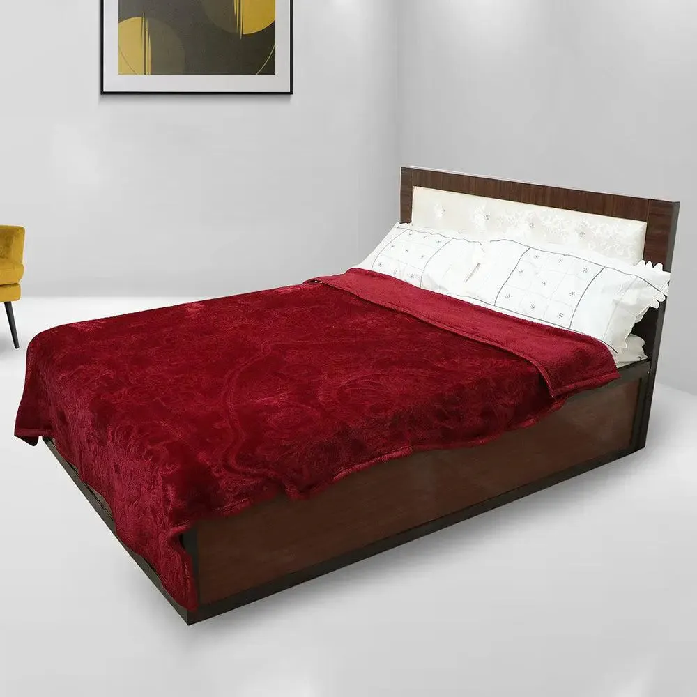 Rian Maroon Floral Designer Single Mink Blanket