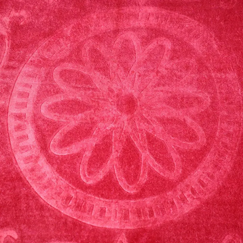 Rian Maroon Floral Designer Single Mink Blanket