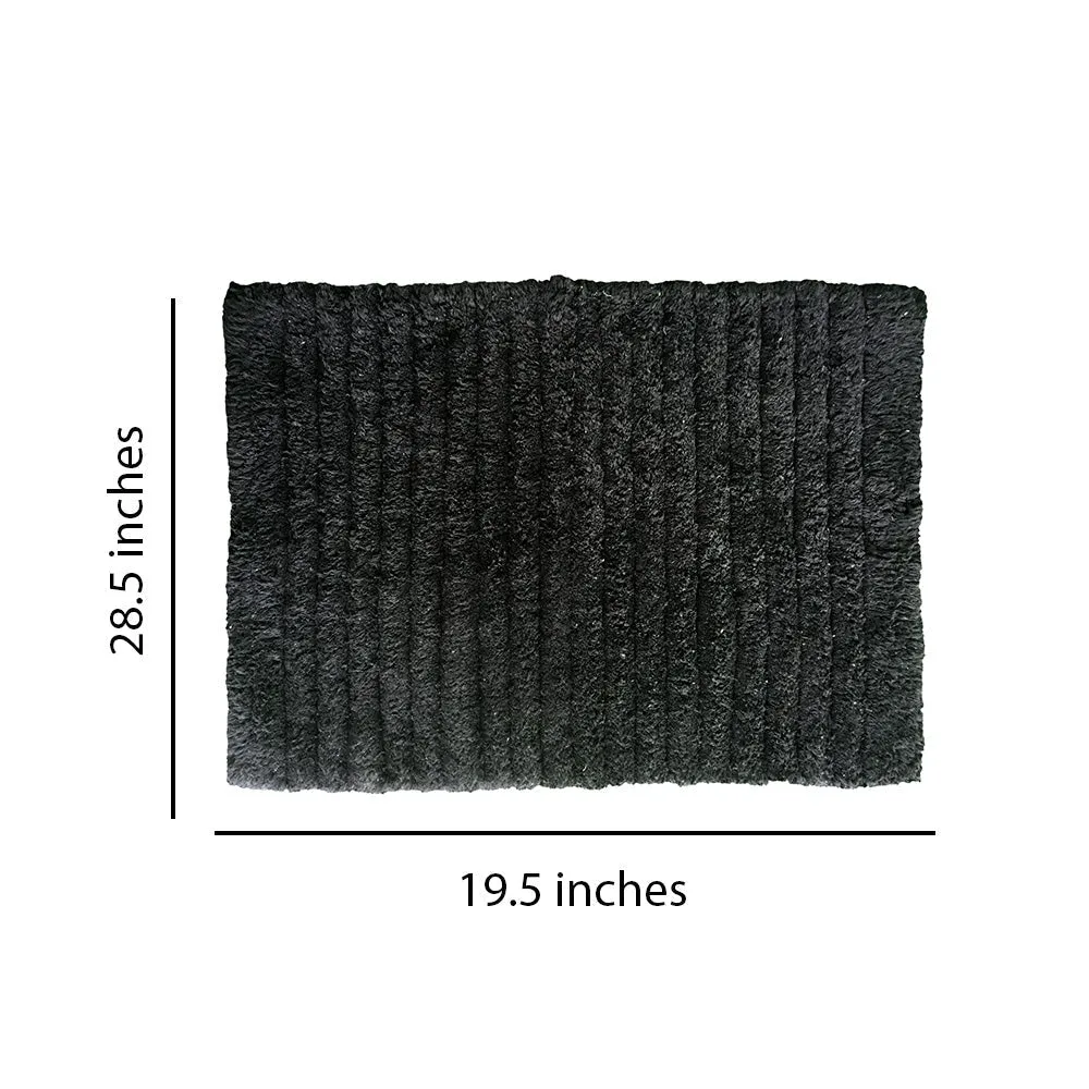 Ribbed Pattern High Absorbent Black Bathmat