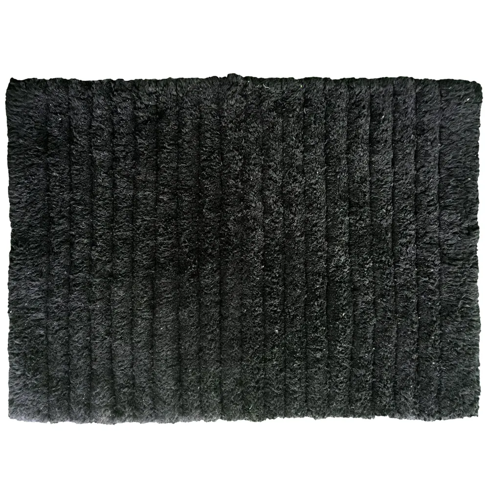 Ribbed Pattern High Absorbent Black Bathmat