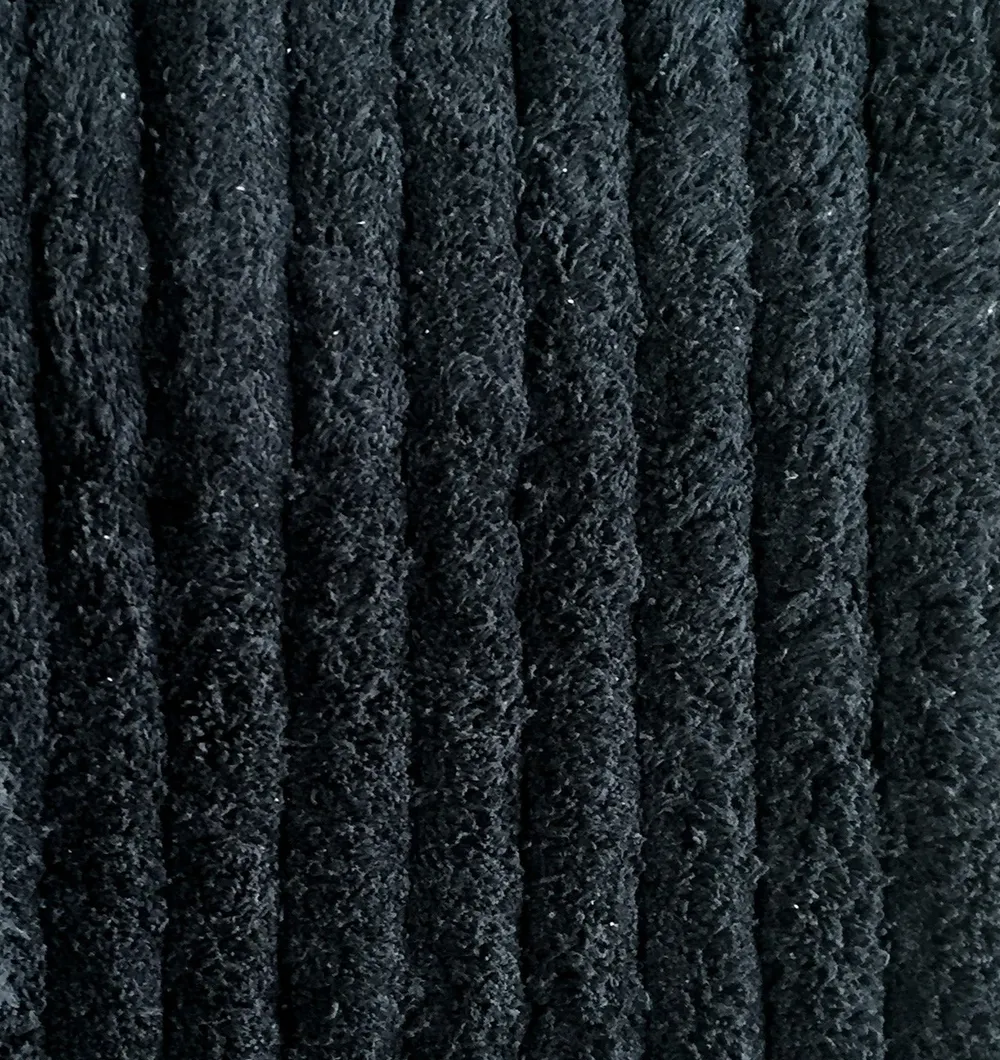 Ribbed Pattern High Absorbent Black Bathmat
