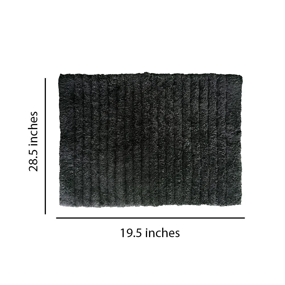 Ribbed Pattern High Absorbent Black Bathmat
