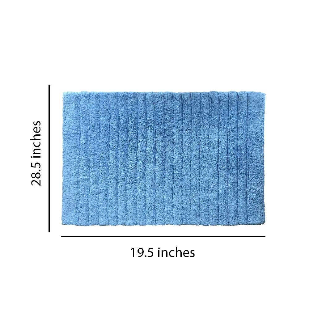 Ribbed Pattern High Absorbent Blue Bathmat