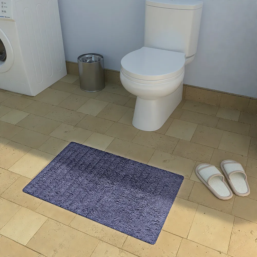 Ribbed Pattern High Absorbent Blue Bathmat