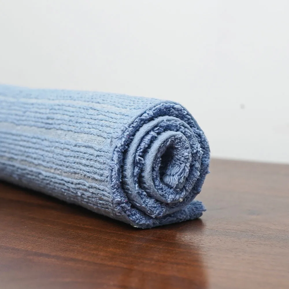 Ribbed Pattern High Absorbent Blue Bathmat Single Piece
