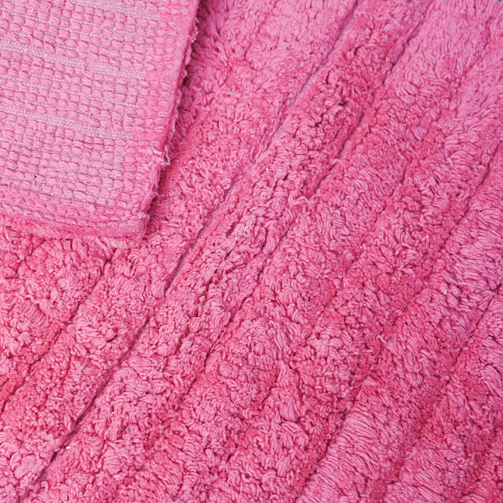Ribbed Pattern High Absorbent Fuschia Bathmat