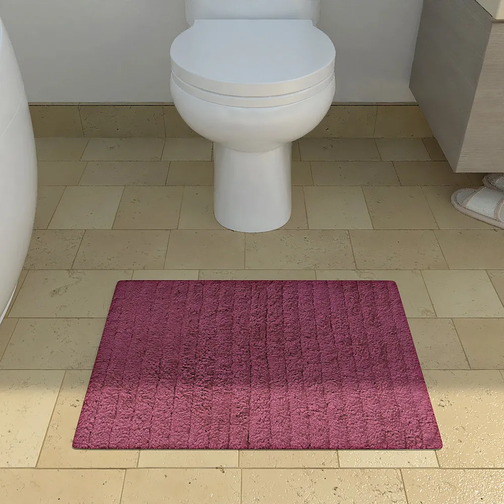 Ribbed Pattern High Absorbent Fuschia Bathmat