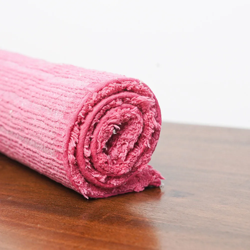 Ribbed Pattern High Absorbent Fuschia Bathmat