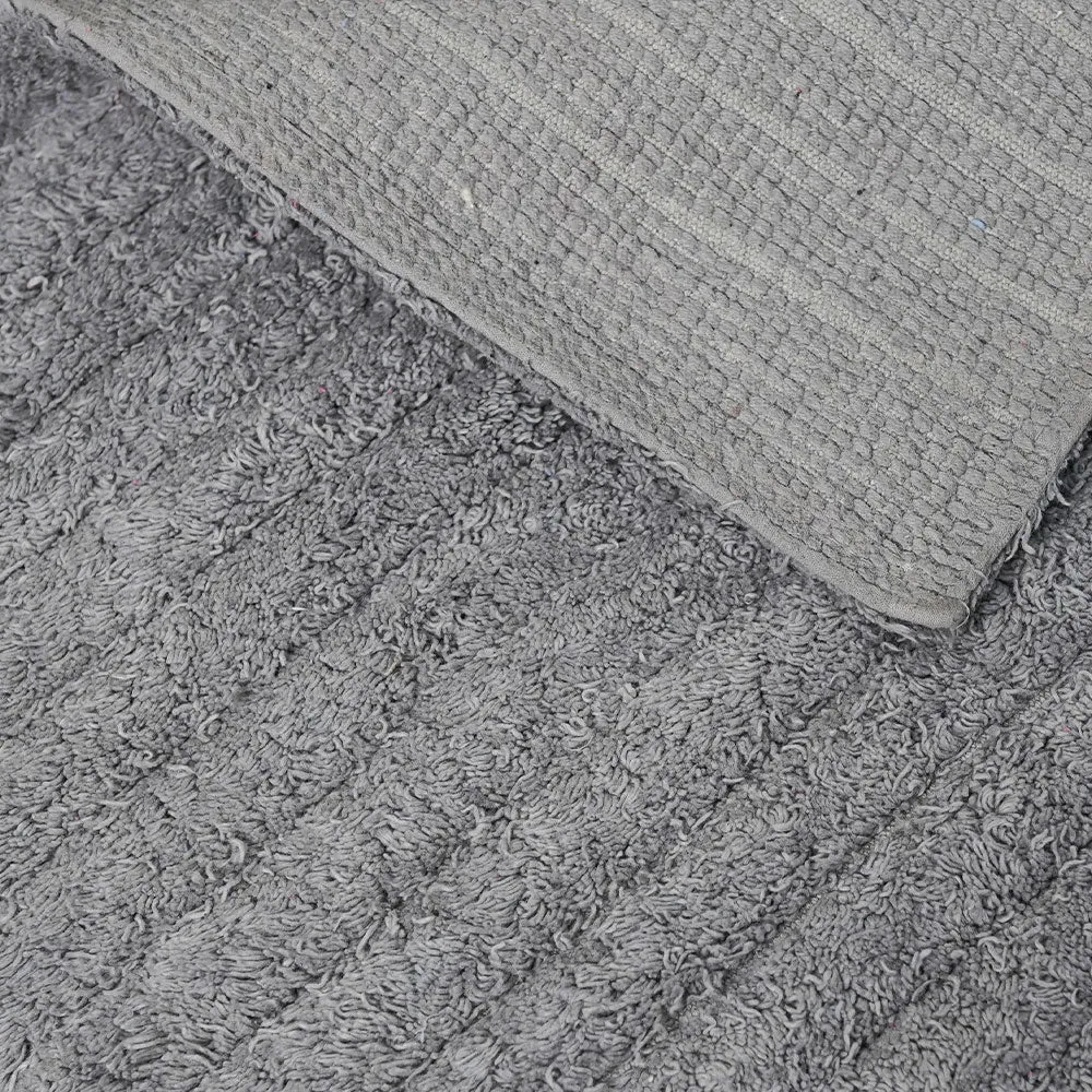 Ribbed Pattern High Absorbent Silver Bathmat