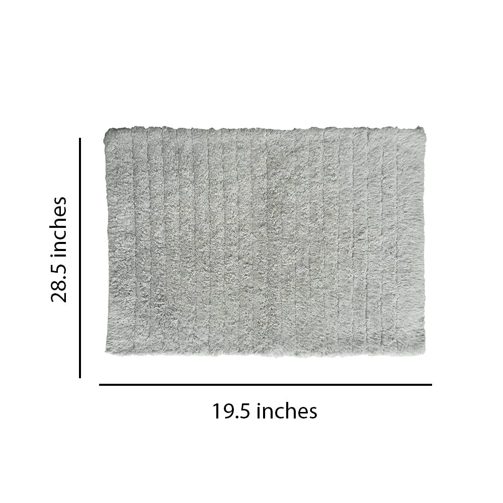 Ribbed Pattern High Absorbent Silver Bathmat