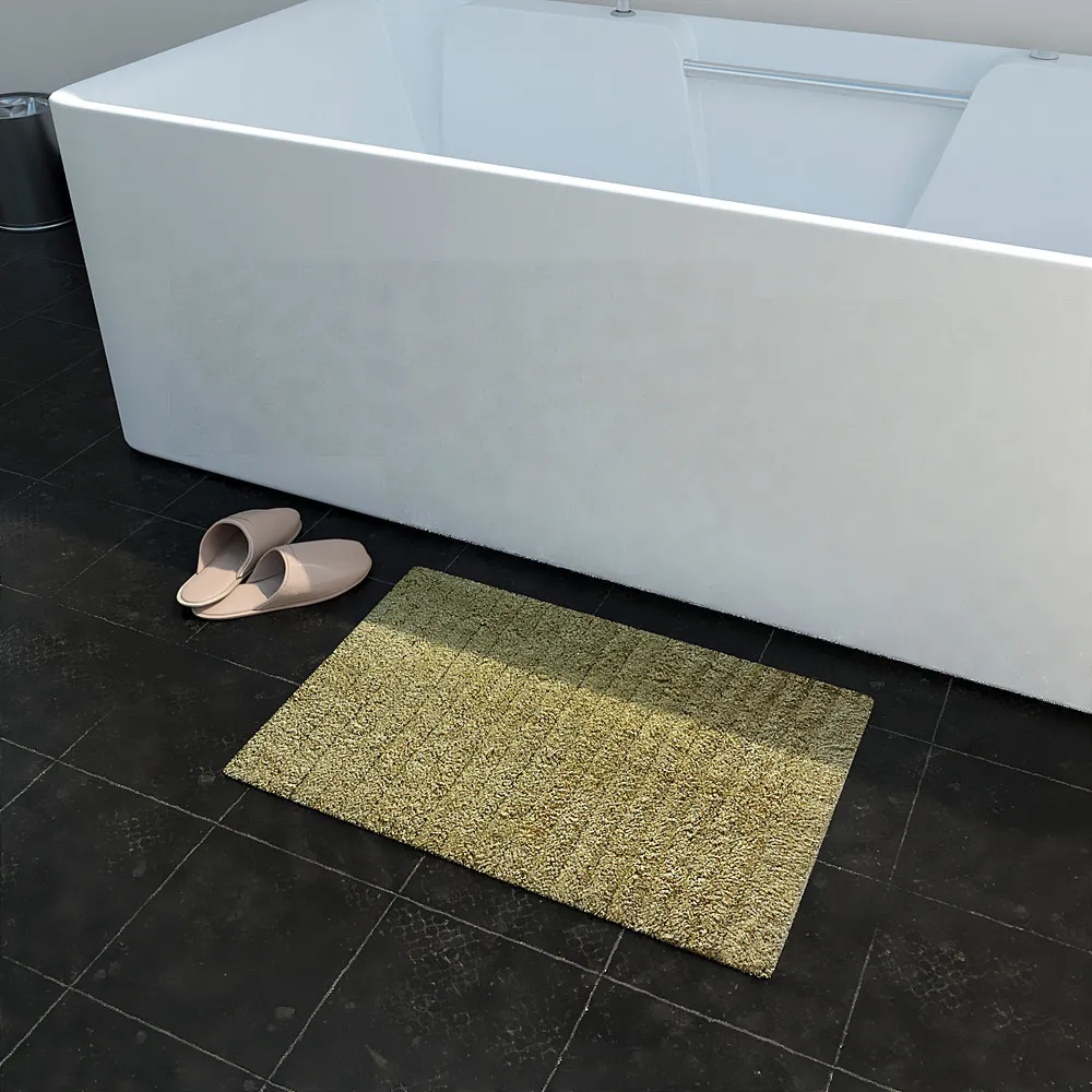 Ribbed Pattern High Absorbent Yellow Bathmat Single Piece