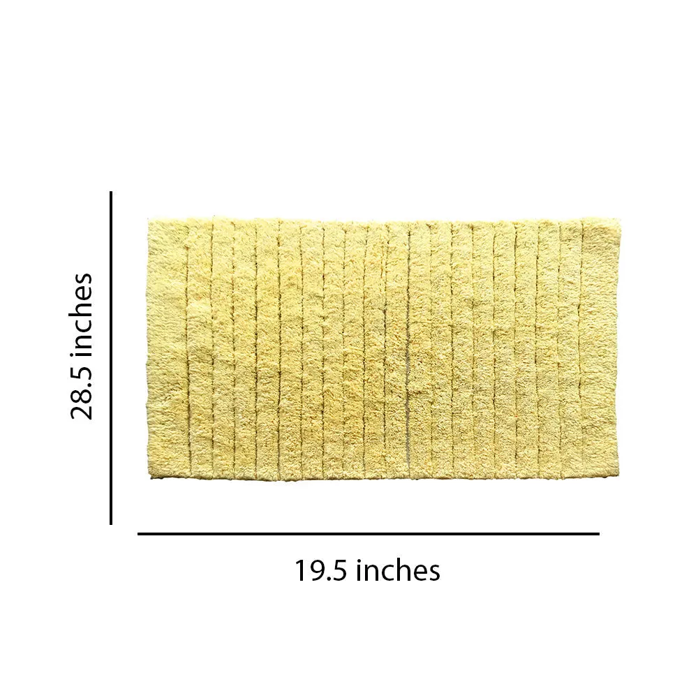 Ribbed Pattern High Absorbent Yellow Bathmat Single Piece