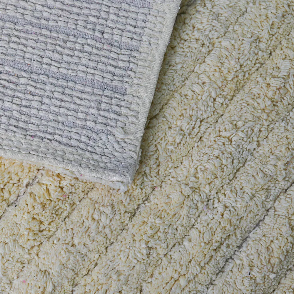 Ribbed Pattern High Absorbent Yellow Bathmat Single Piece