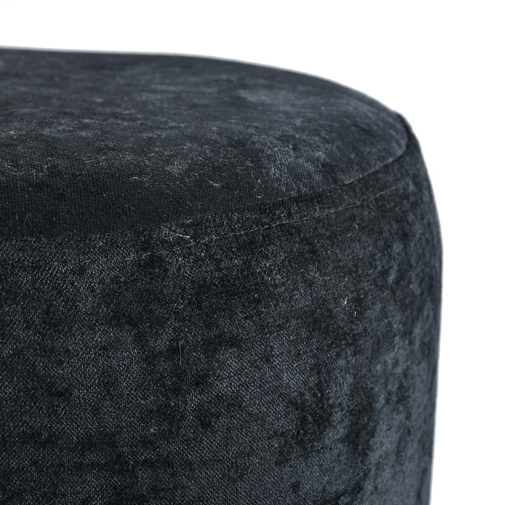 Rich Black Solid Wooden Pouffe Stool Single Piece