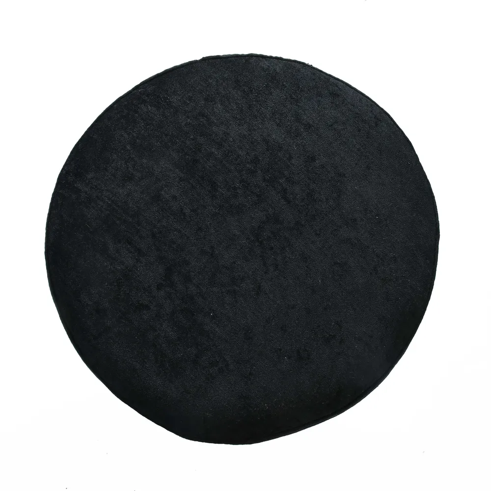 Rich Black Solid Wooden Pouffe Stool Single Piece