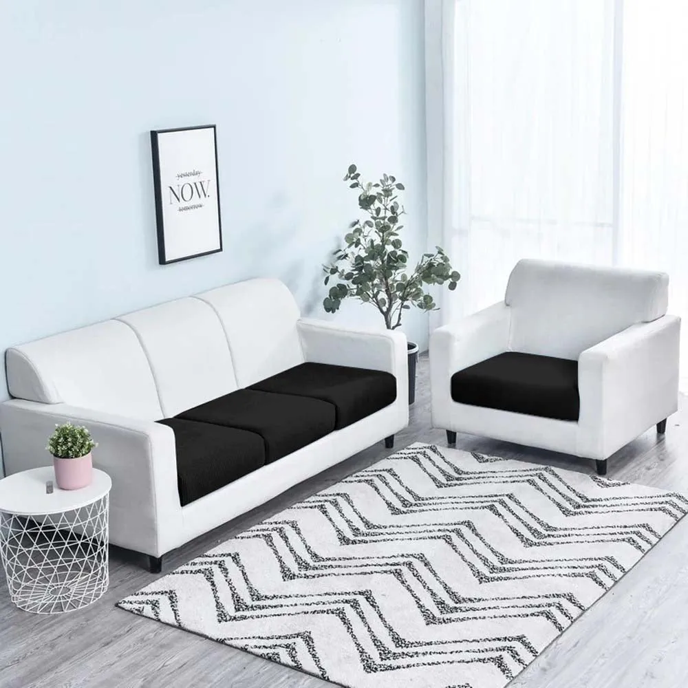 Rich Black Strechable Sofa Seat Cover Set of 2/4/6/8 Pack of 2