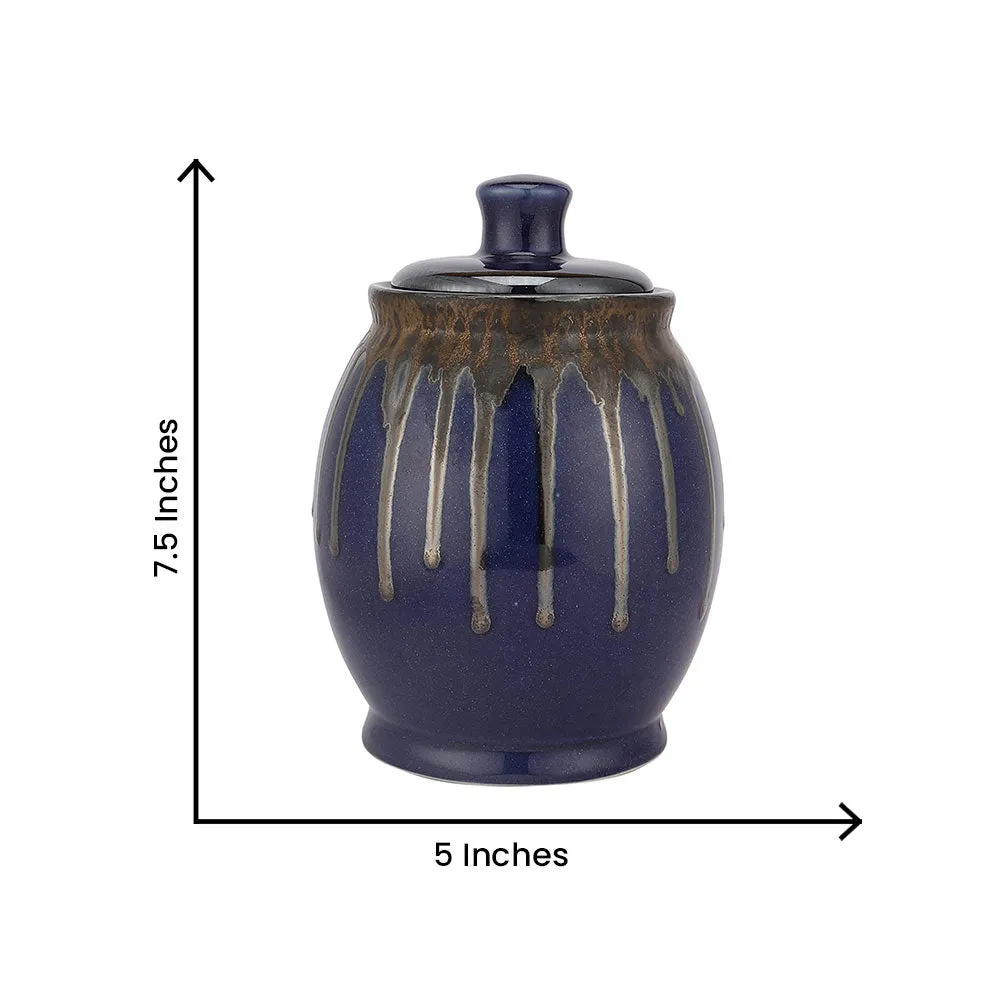 Rich Blue Ceramic Jar With Lid