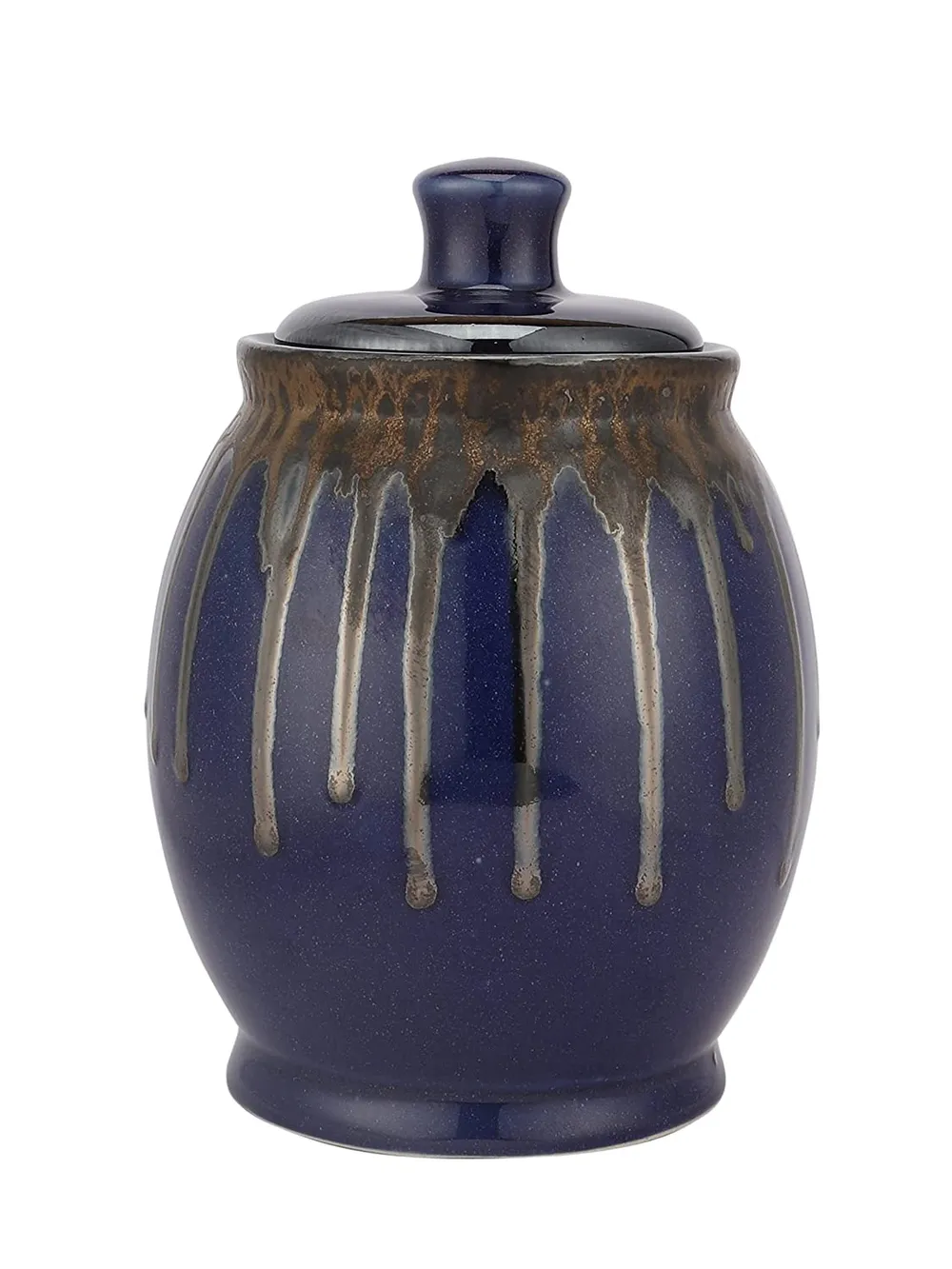 Rich Blue Ceramic Jar With Lid