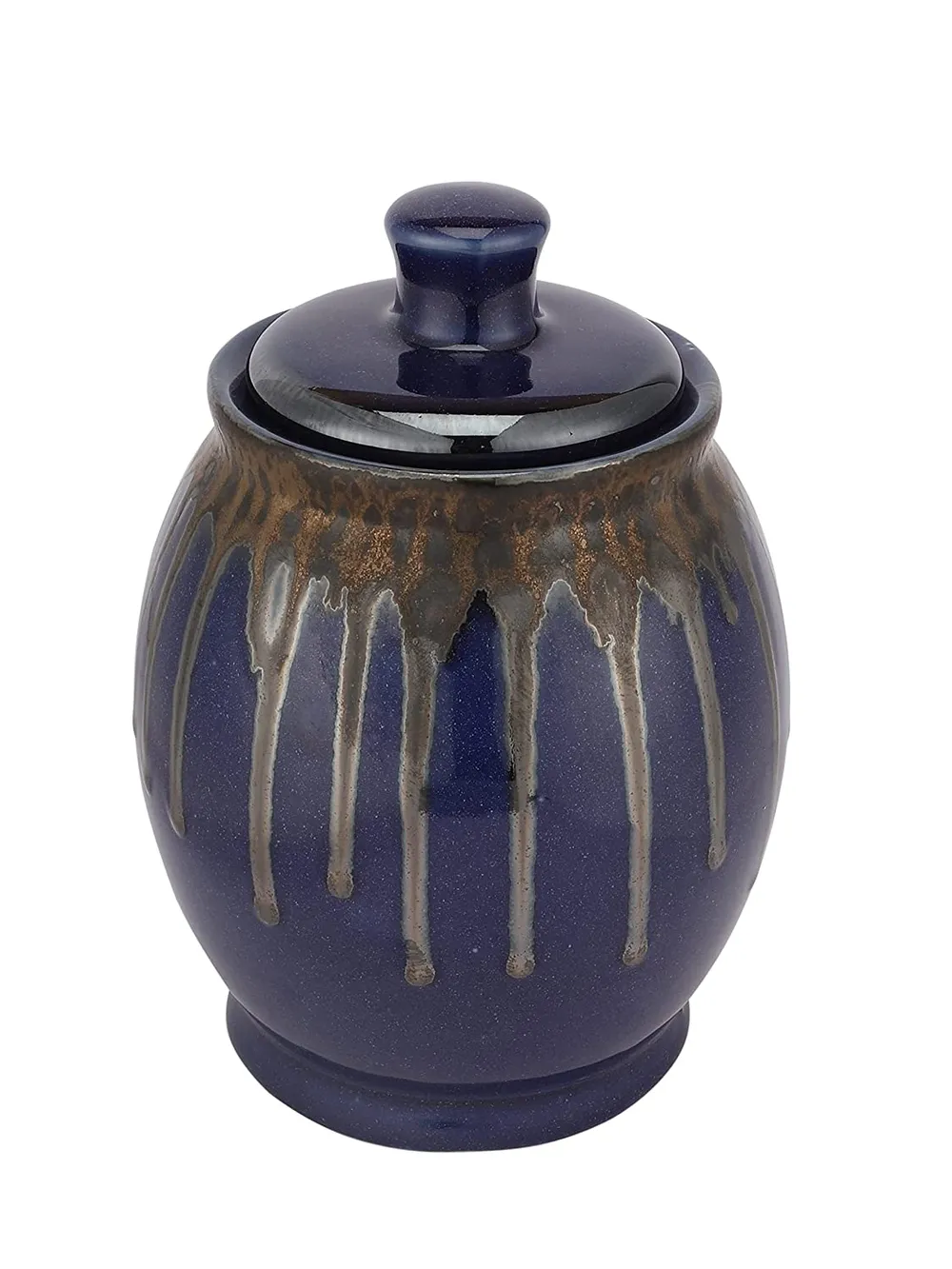 Rich Blue Ceramic Jar With Lid
