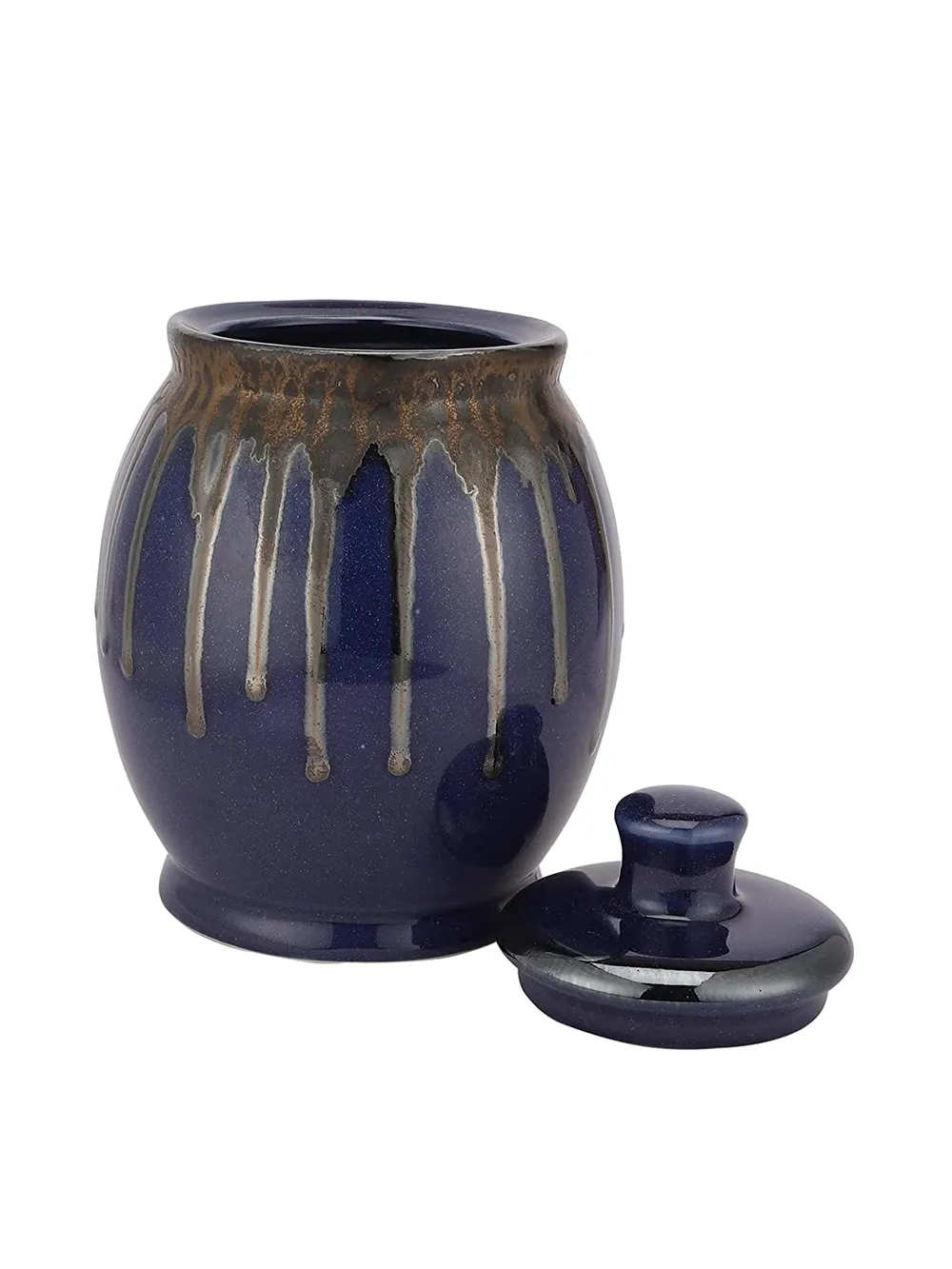 Rich Blue Ceramic Jar With Lid