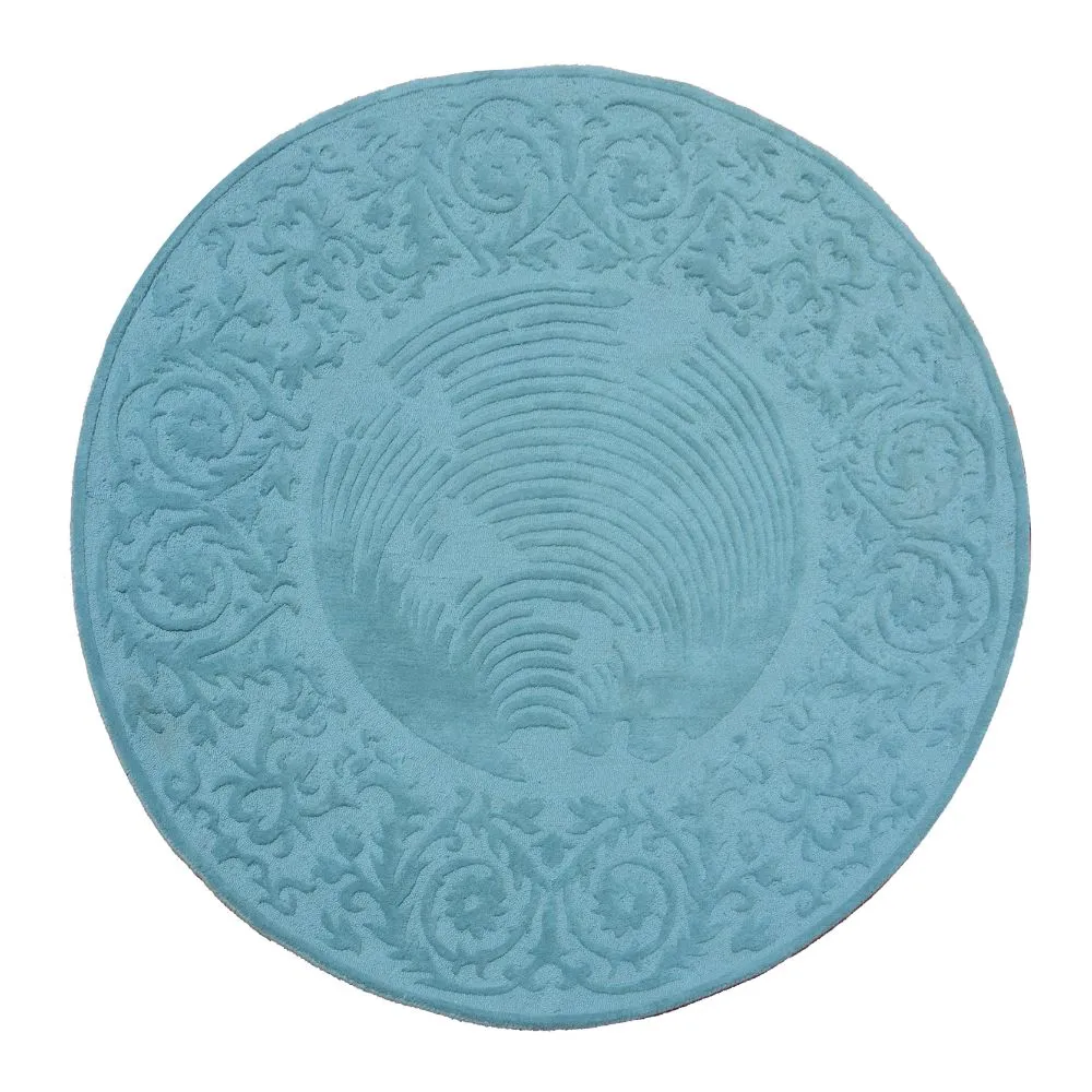 Rich Blue Traditional Designer Tufted Round Area Carpet 5X5ft