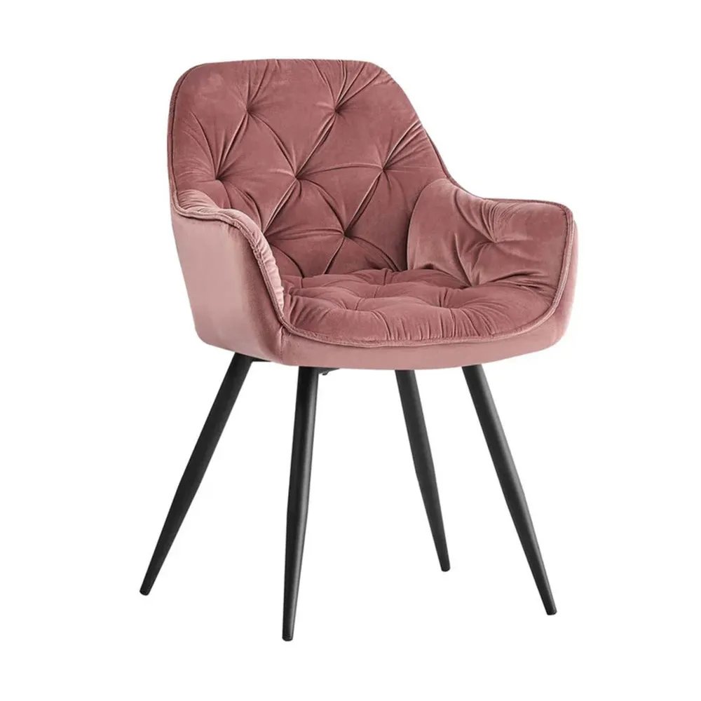 Rich Blush Pink Comfy Padded Tufted Velvet Lounge Chair Single chair
