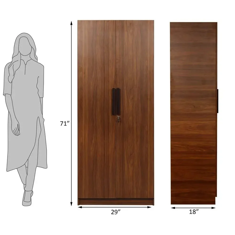 Rich Brown Engineered Wood 2 Door Wardrobe