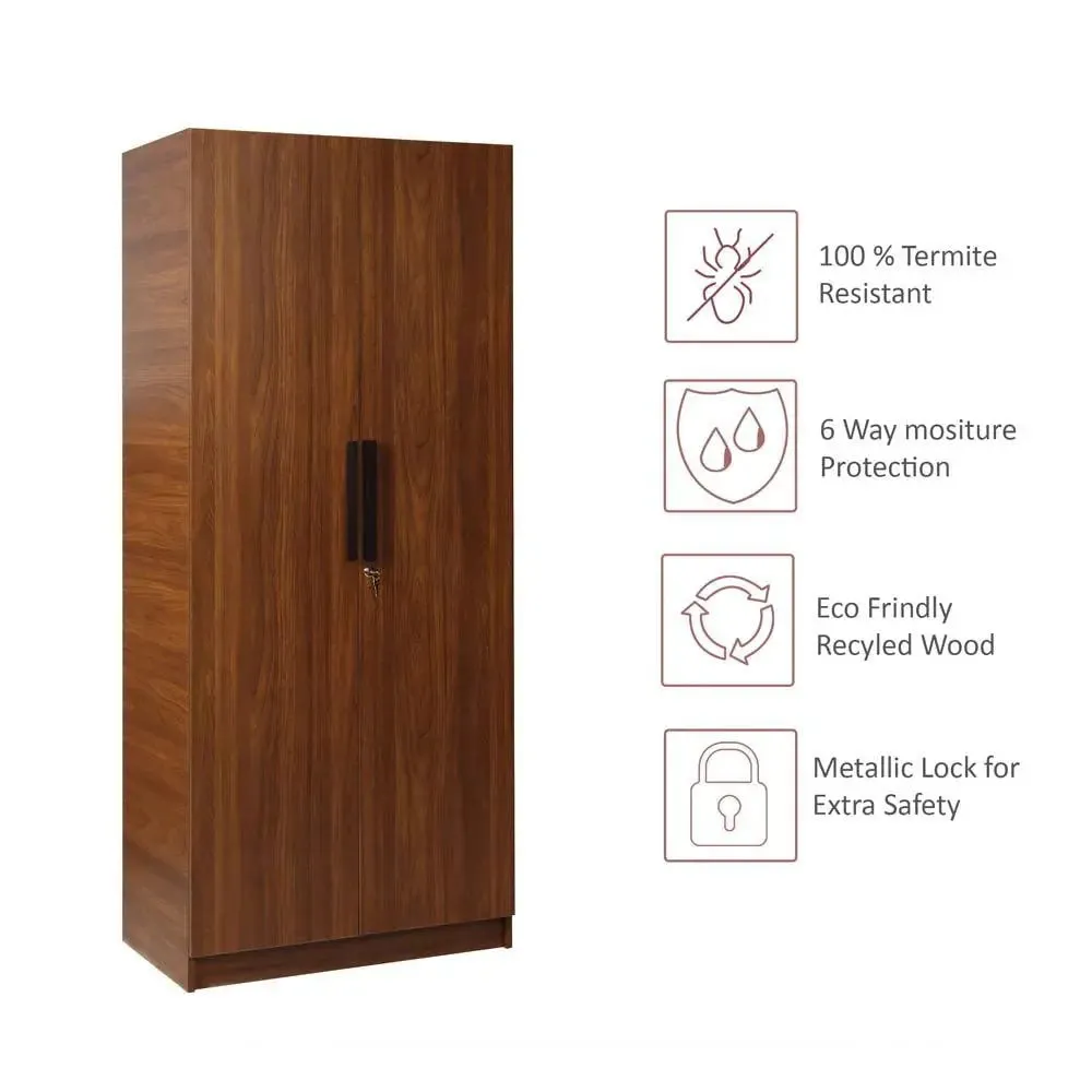 Rich Brown Engineered Wood 2 Door Wardrobe