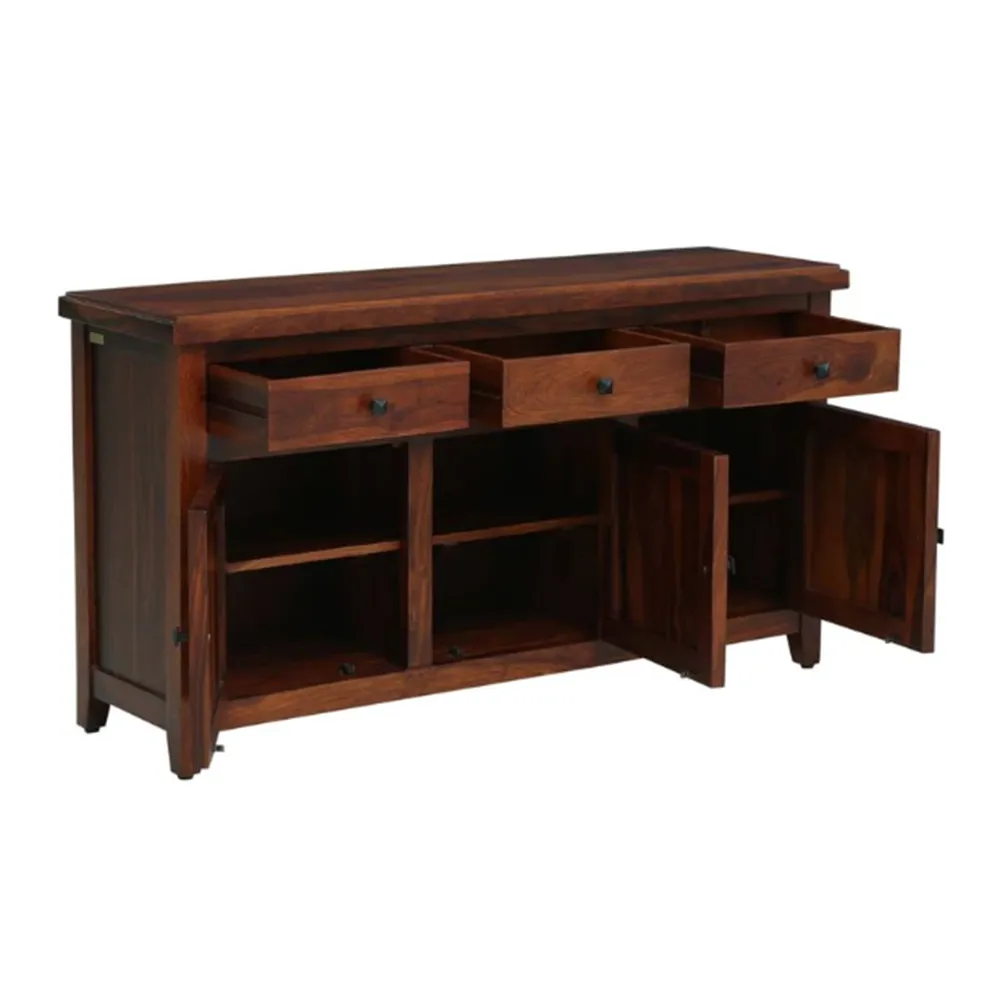 Rich Brown Minimalist Patterned Sheesham Wood Sideboard