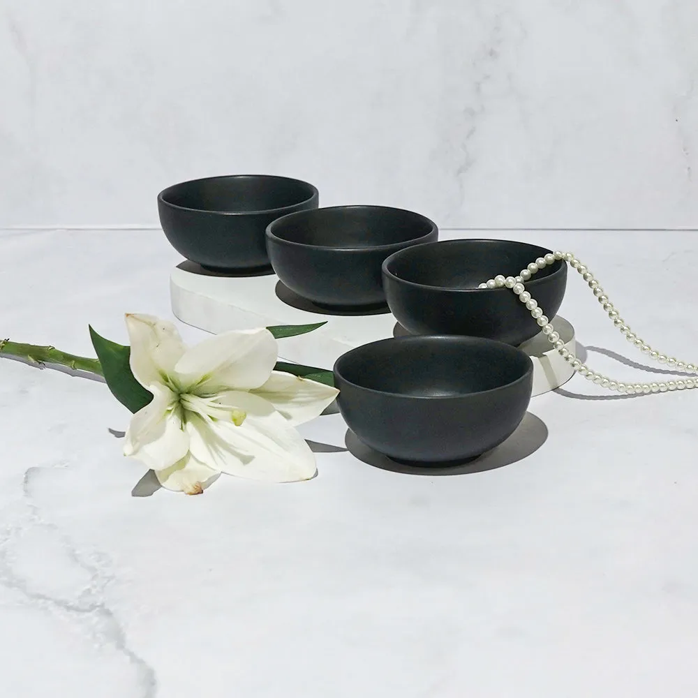 Rich Charcoal Ceramic Bowl Set Of 4