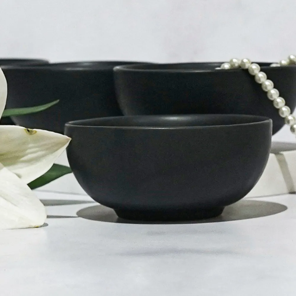 Rich Charcoal Ceramic Bowl Set Of 4