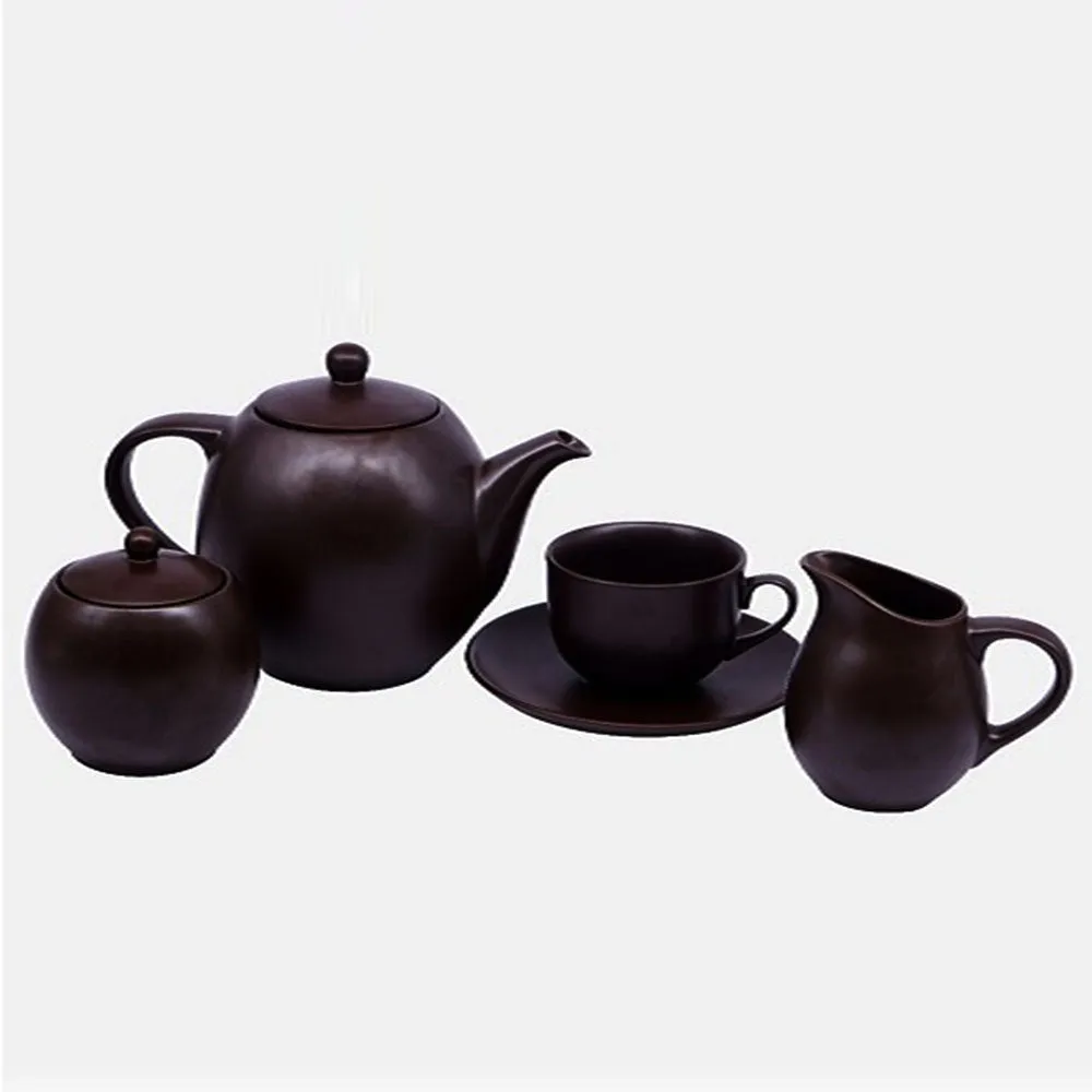 Rich Choco Brown Tea Set Pack Of 4