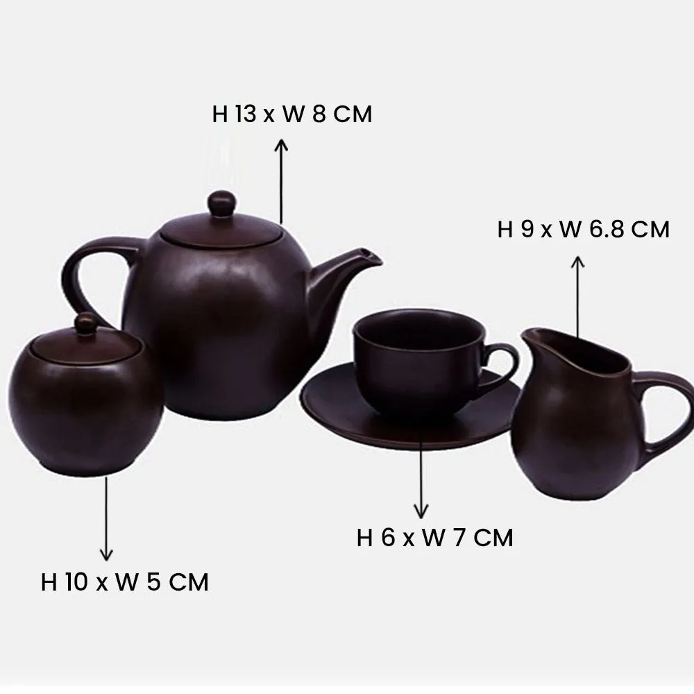 Rich Choco Brown Tea Set Pack Of 4