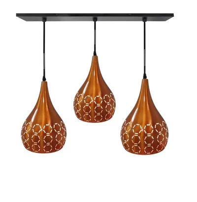 Rich Copper Finish Designer Triplet Hanging Light