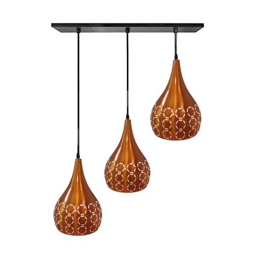 Rich Copper Finish Designer Triplet Hanging Light Single Piece
