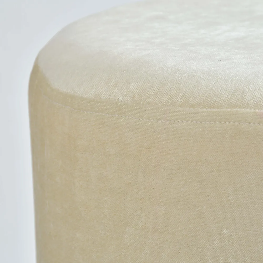 Rich Cream Solid Wooden Pouffe Stool