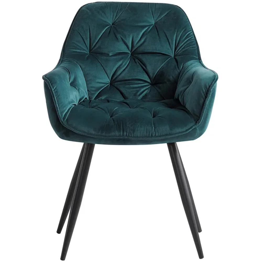 Rich Emerald Comfy Padded Tufted Velvet Lounge Chair Single chair